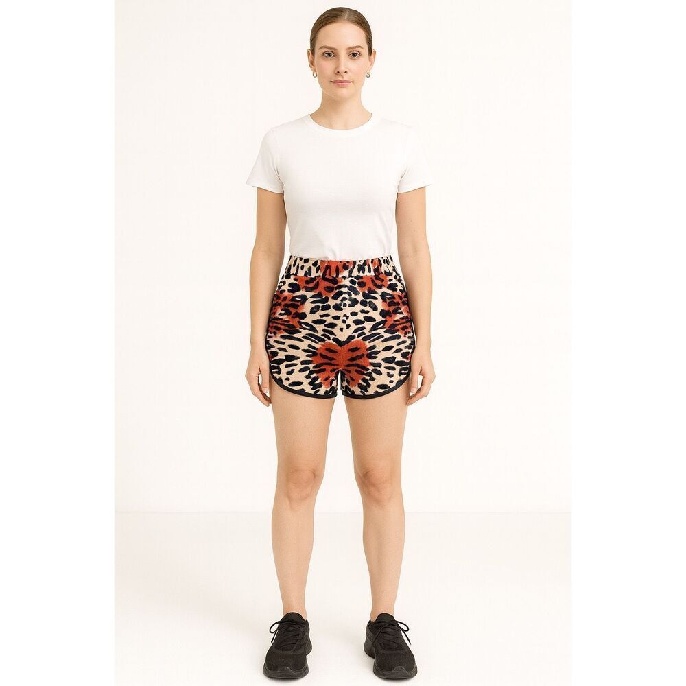 SHEIN Leopard Print High Waisted Athletic Shorts Size M Bold Comfy Fit stretchy
